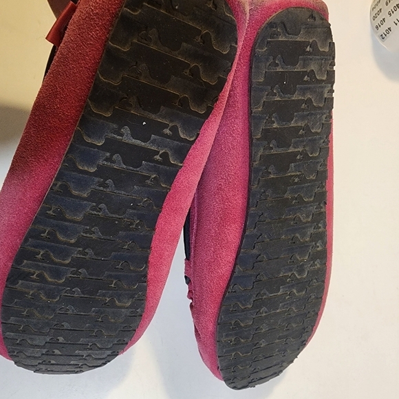 VINEYARD VINES Pink Sued Leather Faux Fur Linning Slippers size 6M - Picture 9 of 11